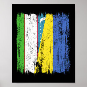 Poster Uzbequistão Ucrânia Meia Bandeira Uzbeque Herança