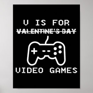 Poster V é para Jogos de Vídeo Jogos Divertidos do Dia do