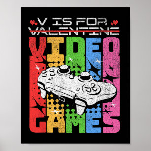 Poster V É Para Video Games Dia Dos Namorados Engraçado G