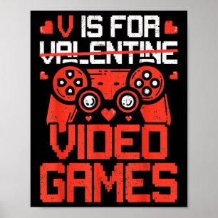 Poster V É Para Video Games Dia Dos Namorados Engraçado M
