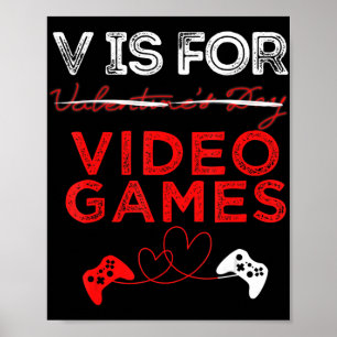 Poster V é Para Video Games Namorados de Jogadores