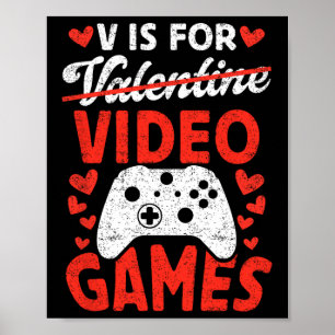 Poster V é para Videos games Jogo Amor Anti Valentine's D