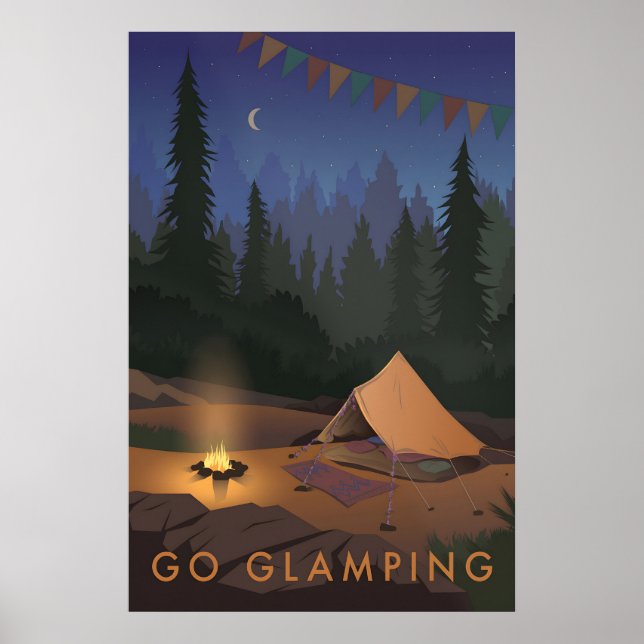 Poster Vá Acampar com Luxo Cartaz de Viagens (Frente)