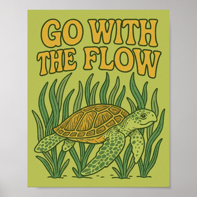 Poster Vá com a Tartaruga do Mar Fluxo (Frente)