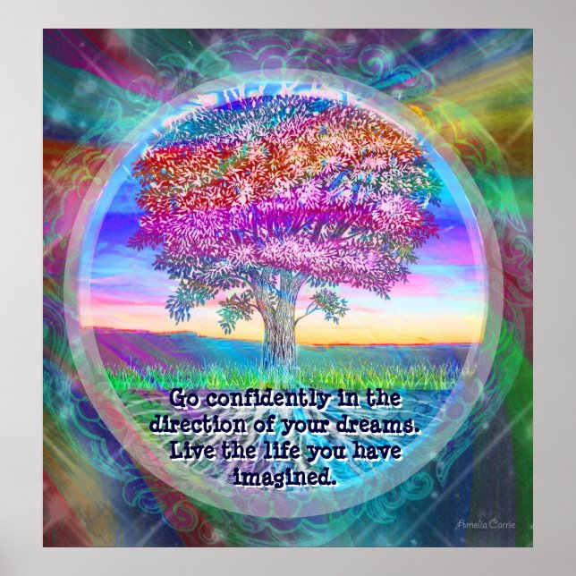 Poster Vá com confiança na direção dos seus sonhos. Li (Frente)