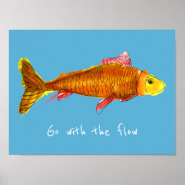 Poster Vá com o peixe-dourado fofo fluido