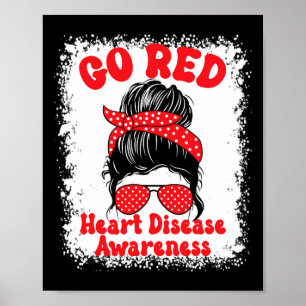 Poster Vá Conscientização da Doença do Coração Vermelho N