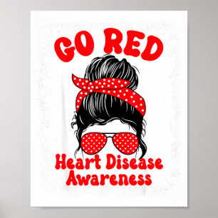 Poster Vá Conscientização da Doença do Coração Vermelho N