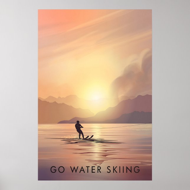 Poster Vá Esquiar na Água Cartaz de Viagens (Frente)