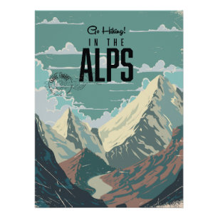 Pôster Vá fazer trilhas nos Alpes