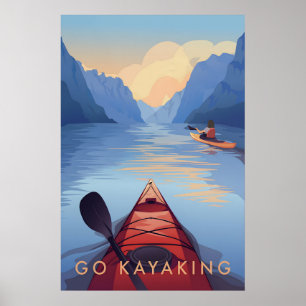Poster Vá Paddling no Caiaque Cartaz de Viagens