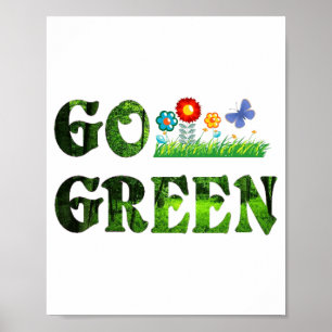 Poster Vá Verde Ecológico Vegetariano Economize Floresta