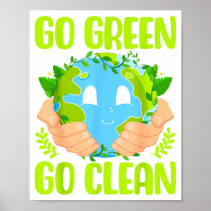 Poster Vá Verde Vá Limpo Conscientização do Dia da Terra