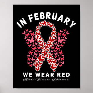 Poster Vá Vermelho Em Fevereiro Conscientização Saúde Doe