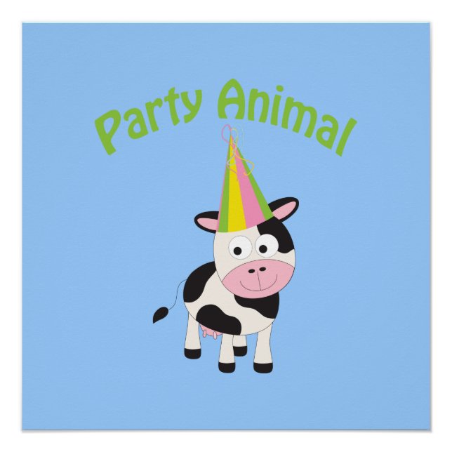 Pôster Vaca animal de festa (Frente)