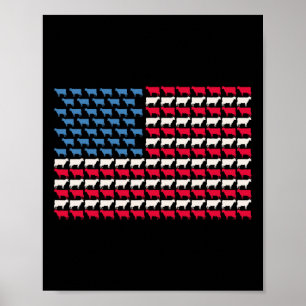 Poster Vaca Bandeira Americana Novilha EUA 4 De Julho Faz
