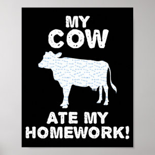 Poster Vaca Comeu Lição de Casa Novilha Fazenda Gado Volt