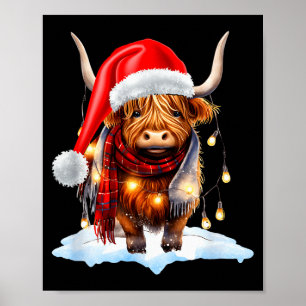 Poster Vaca das Terras Altas da Escócia do Natal Envolta 