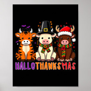 Poster Vaca das Terras Altas Hallothanksmas Natal Feriado
