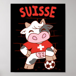 Poster Vaca de Futebol Suíço Fã de Futebol Bandeira da Su