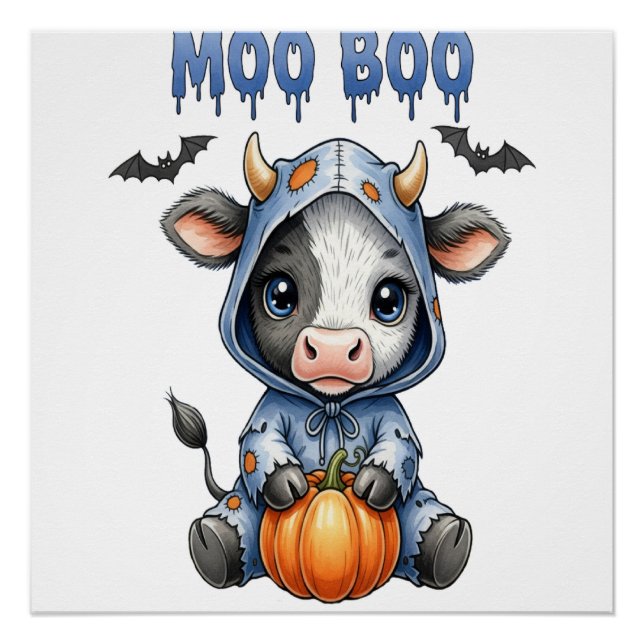 Pôster Vaca de Halloween Moo Boo (Frente)