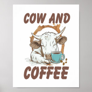 Poster Vaca e café, garota ocidental engraçada