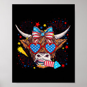 Poster Vaca engraçada do oeste americano 4 de julho 1