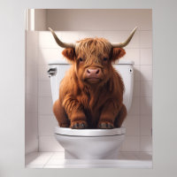 Vaca Engraçada em Highland no Banheiro