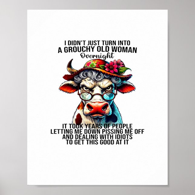 Poster Vaca, eu não me tornei uma vovó. (Frente)