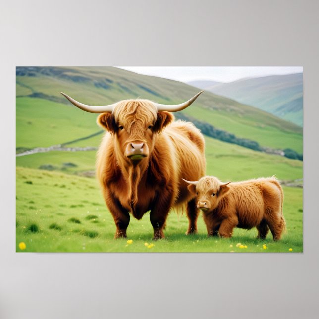 Poster Vaca Highland Natureza Animal Natureza Selvagem Af (Frente)