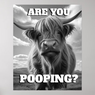 Poster Vaca Highland Você Está Poopando Um Humor De Banhe