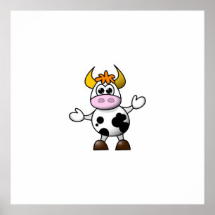 Pôster Vaca preto e branco tirada Bull dos desenhos