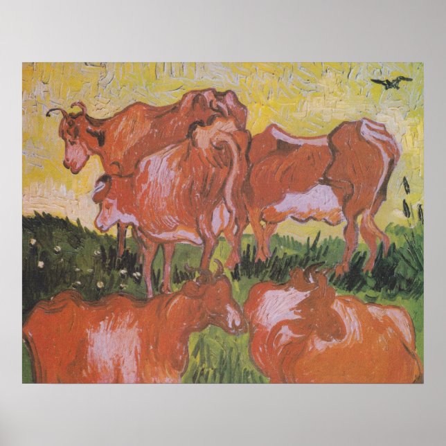 Poster Vacas (após Jordaens) por Van Gogh (Frente)