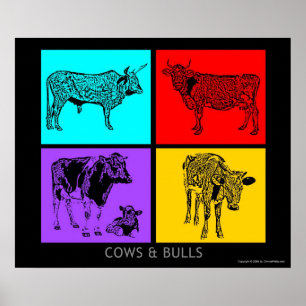 Pôster Vacas coloridas