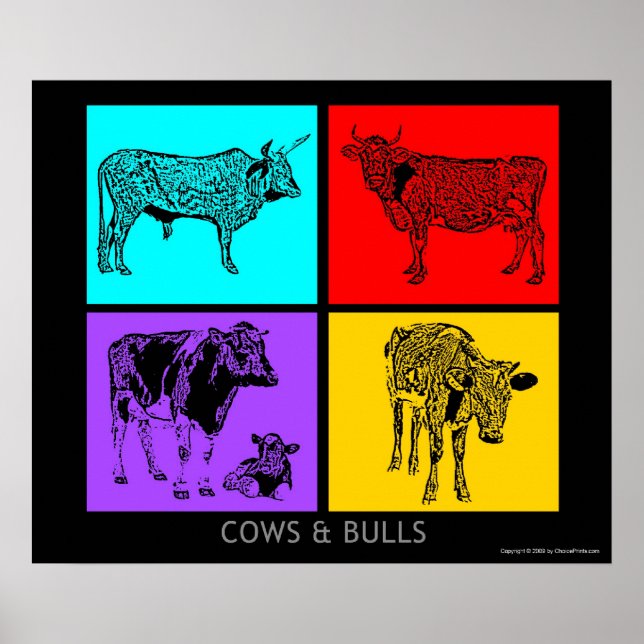 Pôster Vacas Coloridas (Frente)