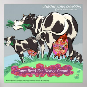 Pôster Vacas Criadas Para Creme Pesado Cartaz Divertido