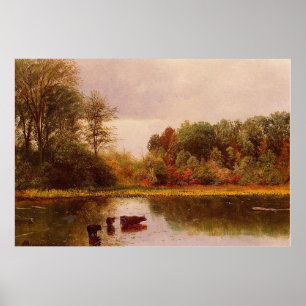 Pôster Vacas em um cenário de rega por Albert B.