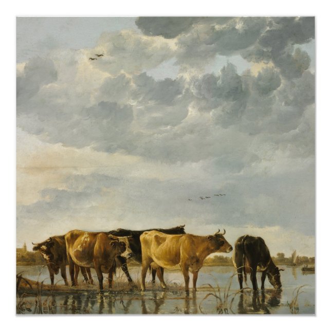 Pôster Vacas num Poster do rio Aelbert Cuyp (Frente)