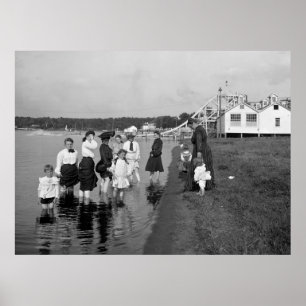 Pôster Vadeando no urso branco Lago, 1905