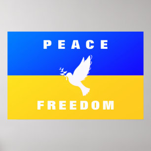 Poster Vaga da Paz - Bandeira da Ucrânia - Paz - Liberda