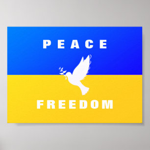Poster Vaga da Paz - Bandeira da Ucrânia - Paz - Liberda