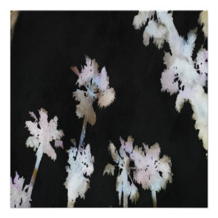 Pôster Vaga Palmas Tropicais Aquarela Artística Silhou