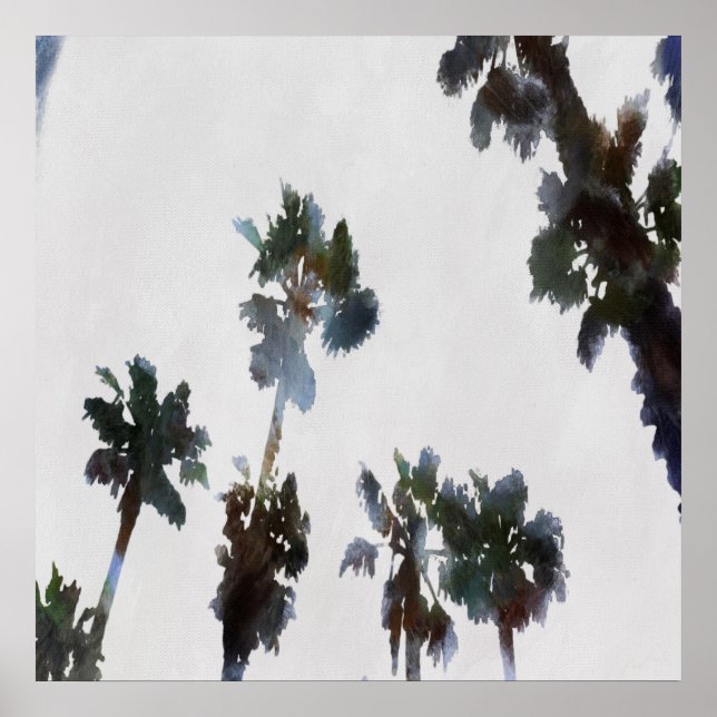 Pôster Vaga Palmas Tropicais Cores Artísticas (Frente)