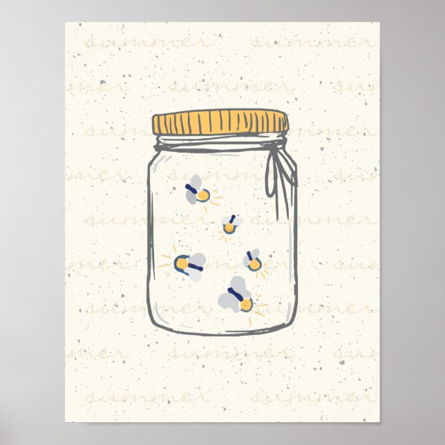 Poster Vagalumes por Sketch em Mason Jar (Frente)