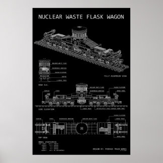 Poster Vagão de Frasco de Resíduos Nucleares PTW "Bluepri