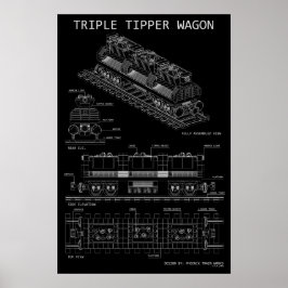 Poster Vagão Triplo Basculante PTW "Blueprint" Tamanhos O