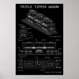 Poster Vagão Triplo Basculante PTW "Blueprint" Tamanhos O