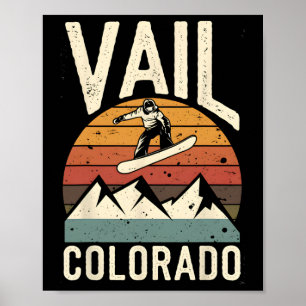 Poster Vail Colorado Snowboard Vintage Snowboard Monte