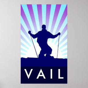 Pôster vail em declive do esqui