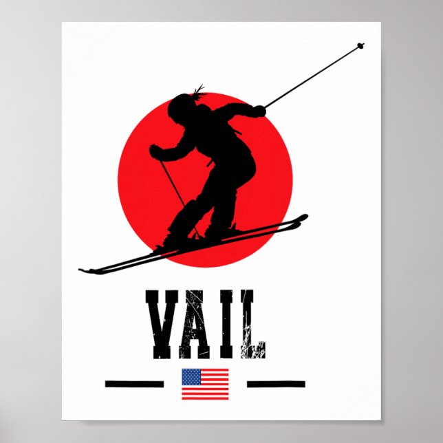 Poster Vail Usa Ski Resort Rocky Mountains American Skiin (Frente)